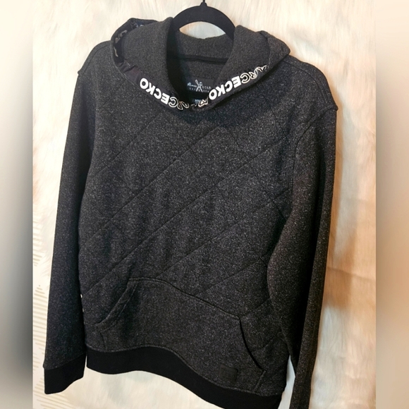 Marc Ecko Rare Classic Charcoal Heather Quilted Pullover Hoodie - Picture 2 of 6